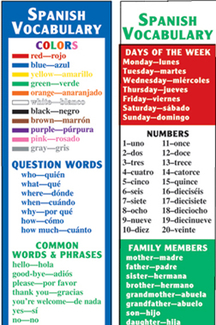 Picture of Spanish vocabulary smart bookmarks