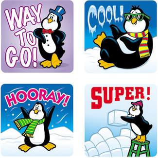 Picture of Stickers penguins 120/pk acid &  lignin free