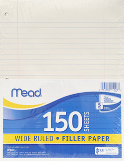 Picture of Notebook paper wide ruled 150ct