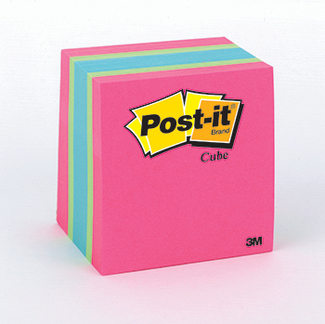 Picture of Post it note mini cube 3pk neon  ultra color
