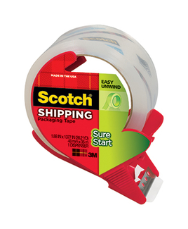 Picture of Scotch sure start shipping packing  tape with dispenser 1.88 x 38.2 yd