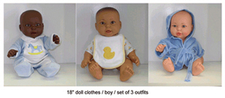 Picture of Doll clothes set of 3 boy outfits