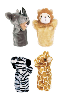 Picture of Zoo puppet set i includes rhino  zebra giraffe & lion