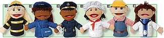 Picture of Multi ethnic career puppet 6 set of  all career puppets