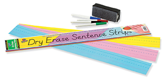 Picture of Dry erase sentence strips assorted  3 x 24