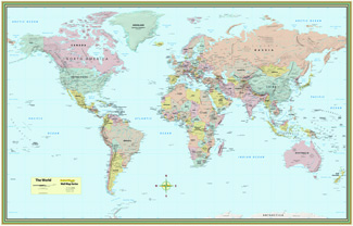 Picture of World map laminated poster 50 x 32