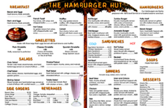 Picture of Menu math hamburger hut extra  menus 6