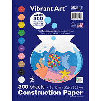Picture of Roselle super value 300pk vibrant  art construction paper pack