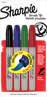 Picture of Sharpie brush tip 4ct asst black  blue red green