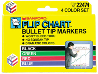 Picture of Marker set flip chart 4 color set  black red blue green