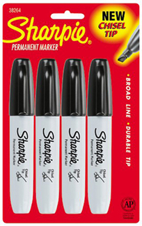 Picture of Marker set sharpie chisel black 4ct  carded