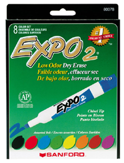 Picture of Marker expo 2 dry erase 8 color  blk rd blu grn yllw brwn prpl