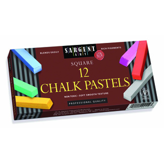 Picture of 12ct assorted color artists chalk  pastels lift lid box