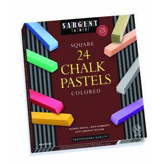 Picture of 24ct assorted color artists chalk  pastels lift lid box