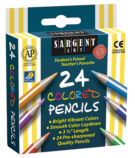 Picture of Sargent art half-sized colored  pencils 24 color set