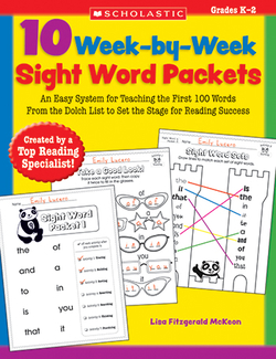 Picture of 10 week by week sight word packets