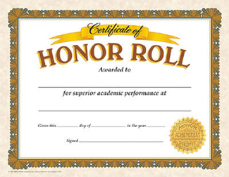 Picture of Certificate of honor roll 30/pk