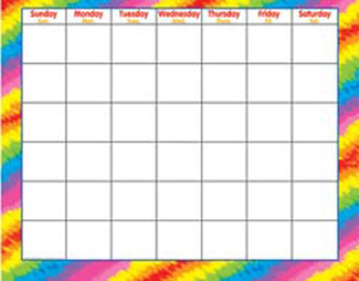 Picture of Tie-dye wipe-off monthly calendar  grid 22x28