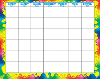 Picture of Rainbow gel wipe-off monthly  calendar grid