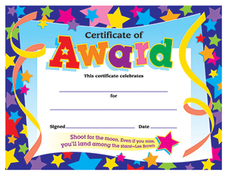 Picture of Certificate of award stars 30/pk  8-1/2 x 11