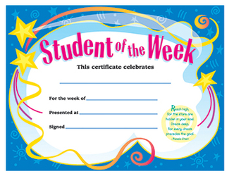 Picture of Certificate student of the 30/pk  week 8-1/2 x 11