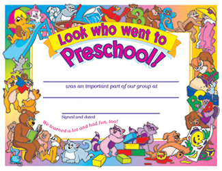 Picture of Look who went to preschool 30/pk  8 1/2 x 11 certificates