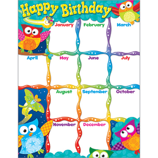 Picture of Happy birthday owl stars learning  chart
