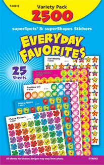 Picture of Everyday favorites variety pk  superspots/shapes stickers