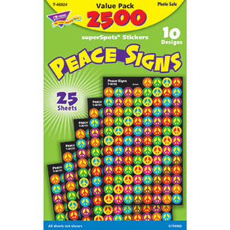 Picture of Peace signs superspots stickers  value pack