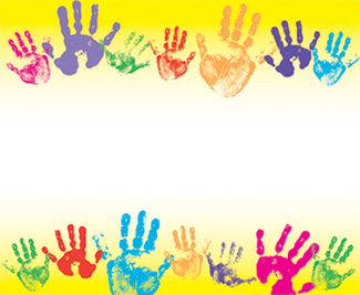Picture of Name tags rainbow handprints 36pk