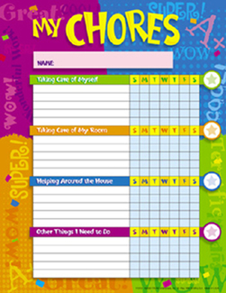 Picture of Chore charts praise words 25  charts 8-1/2 x 11