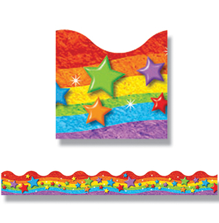 Picture of Rainbow & stars trimmers scalloped  edge 12/pk 2.25 x 39 total