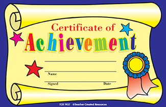 Picture of Certificate of achievement 25pk  8-1/2 x 5-1/2
