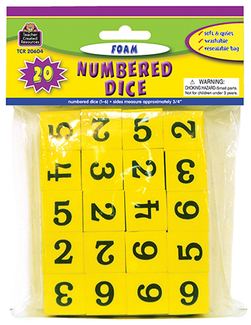 Picture of Foam numbered dice numerals 1-6