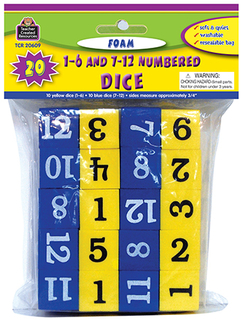 Picture of Foam numbered dice numerals 1-12