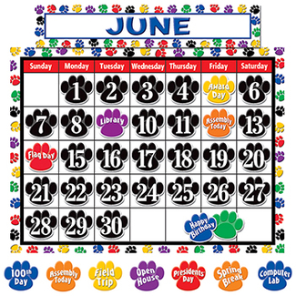 Picture of Colorful paw prints calendar bb set