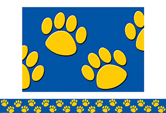 Picture of Blue with gold paw prints border  trim
