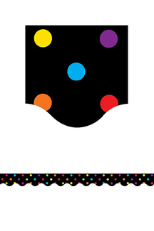 Picture of Black/multicolor dots scalloped  border trim
