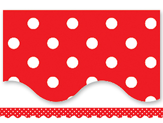 Picture of Red mini polka dots border trim