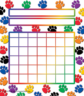 Picture of Colorful paw prints incentive chart  5 1/4 x 6 36/pk