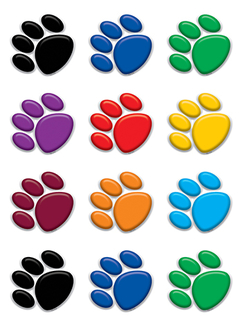 Picture of Colorful paw prints mini accents