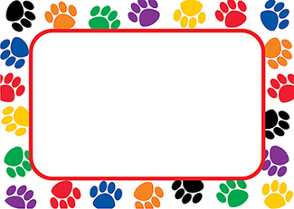 Picture of Colorful paw prints name tags  labels