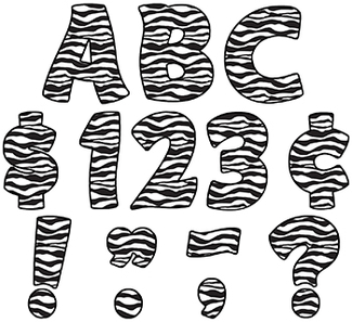 Picture of Zebra print funtastic font 4in  letters uppercase pack