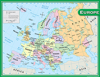 Picture of Europe map chart 17x22