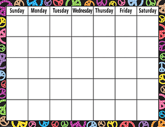 Picture of Peace signs calendar chart