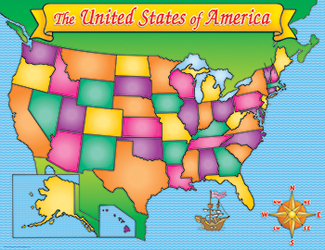 Picture of Usa map friendly chart 17x22