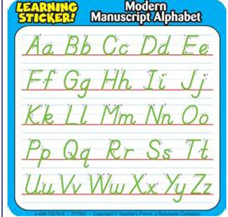 Picture of Modern manuscript alphabet 4in  learning stickers 20 per pack