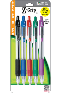 Picture of Z grip ballpoint pens 5pk assorted