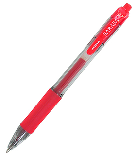 Picture of Sarasa 0.7mm red gel retractable  roller ball ink pen