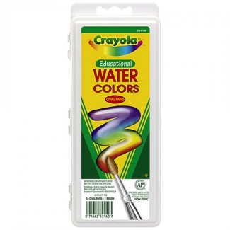 Picture of Crayola watercolor set 16 semi  moist oval pans 1 brush